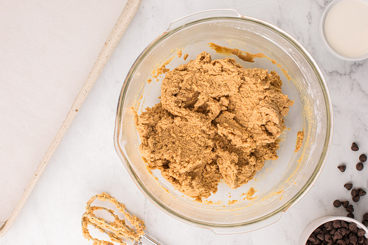 peanut butter cookie dough in bowl
