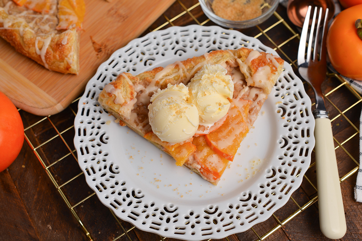 slice of persimmon pastry on plate