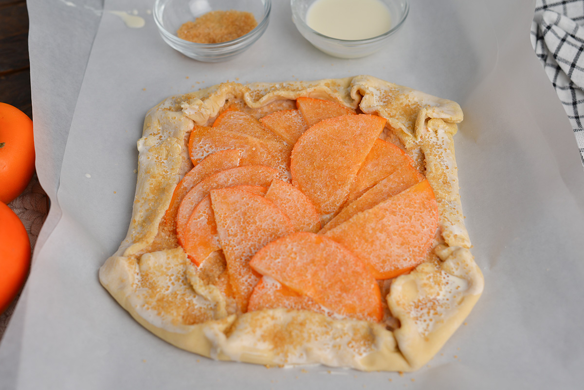 angled shot of unbaked persimmon pastry