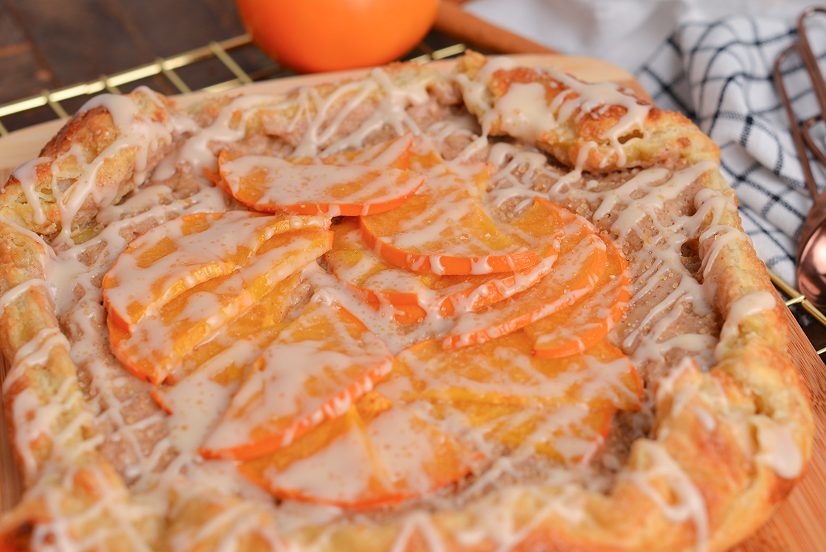 angled close up shot of persimmon pastry