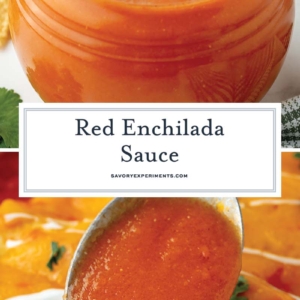 collage of red enchilada sauce