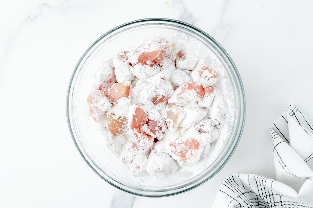 chicken pieces coated in flour