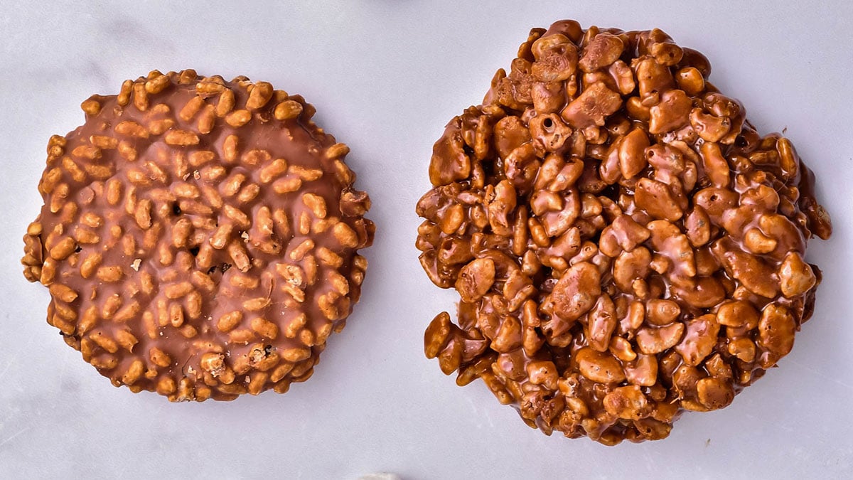 side-by-side homemade star crunch versus little debbie version