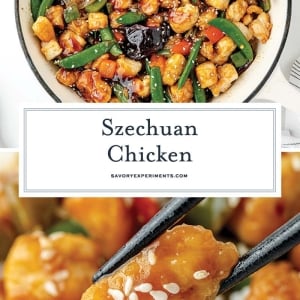 collage of szechuan chicken