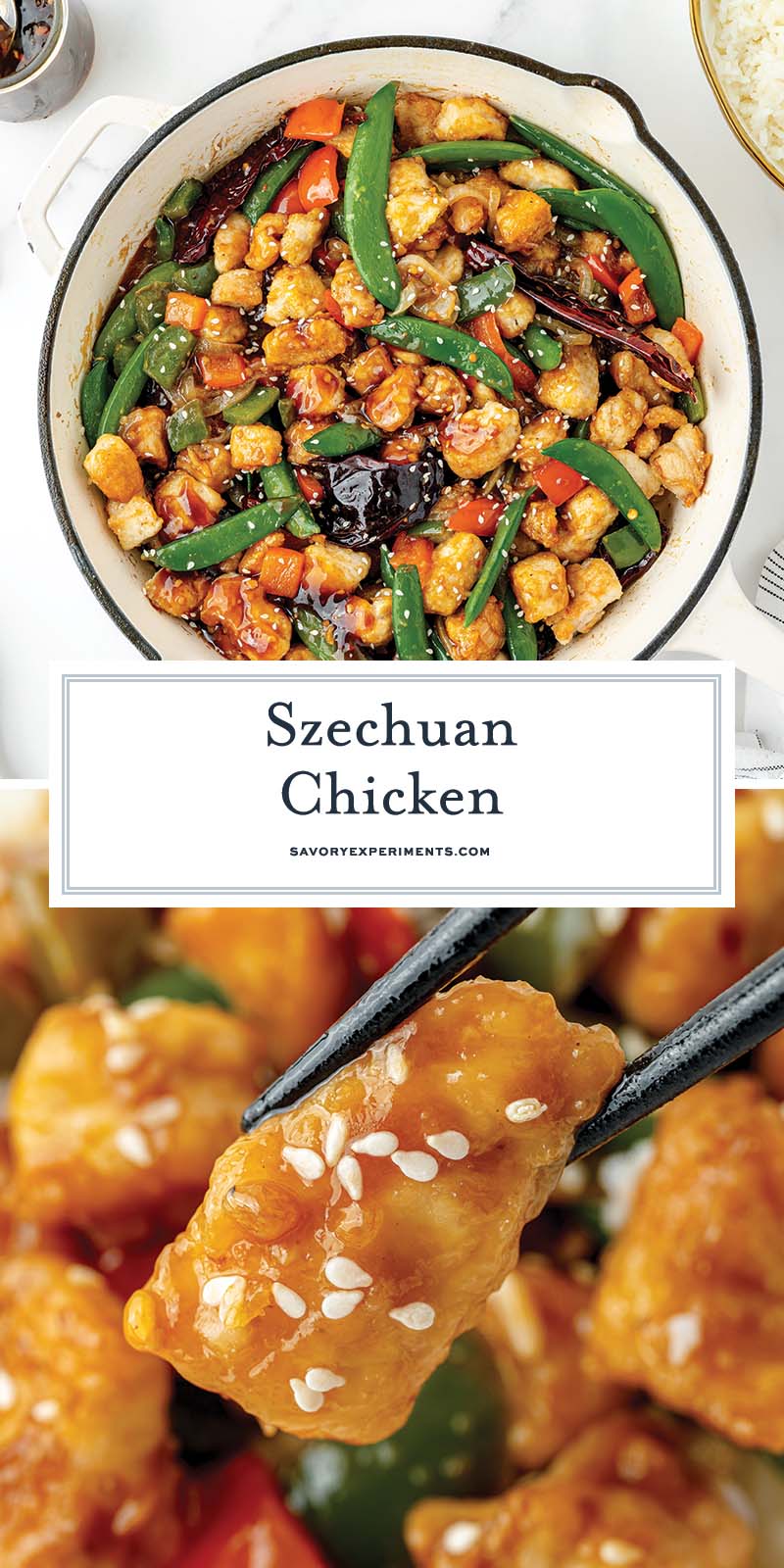 collage of szechuan chicken