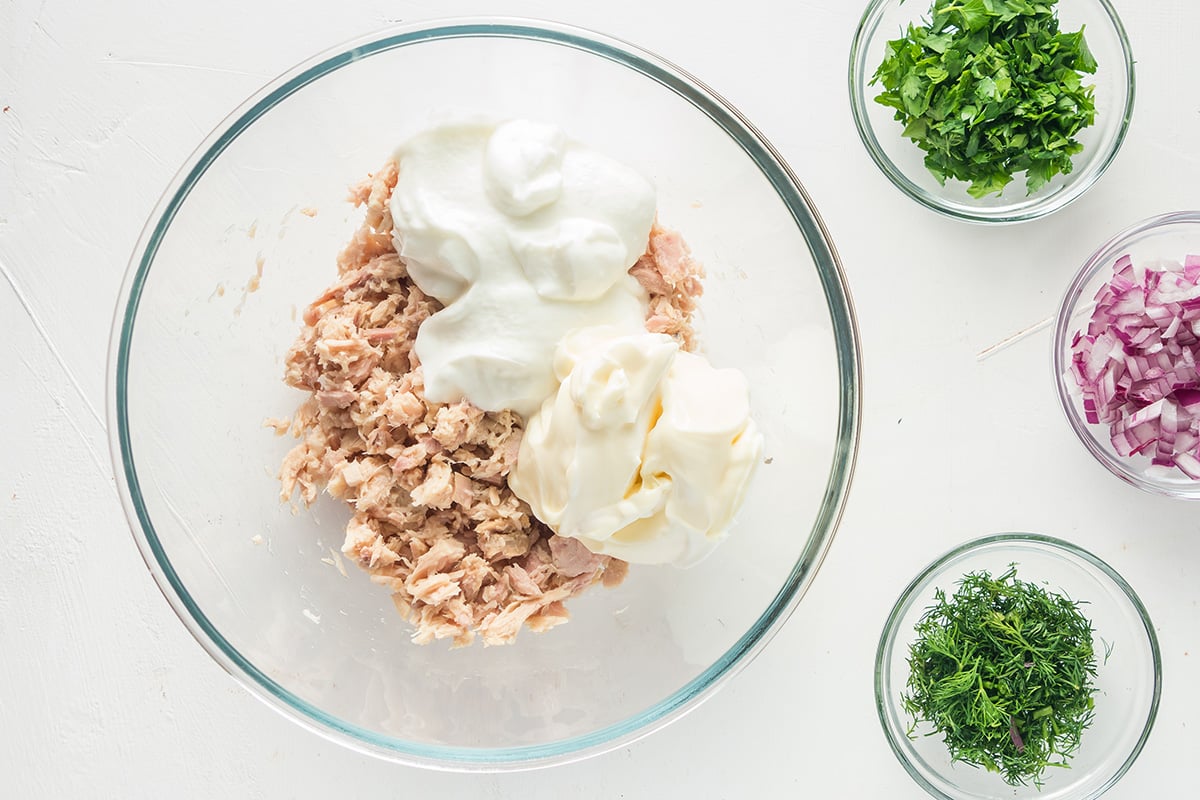 mayo and tuna in a bowl