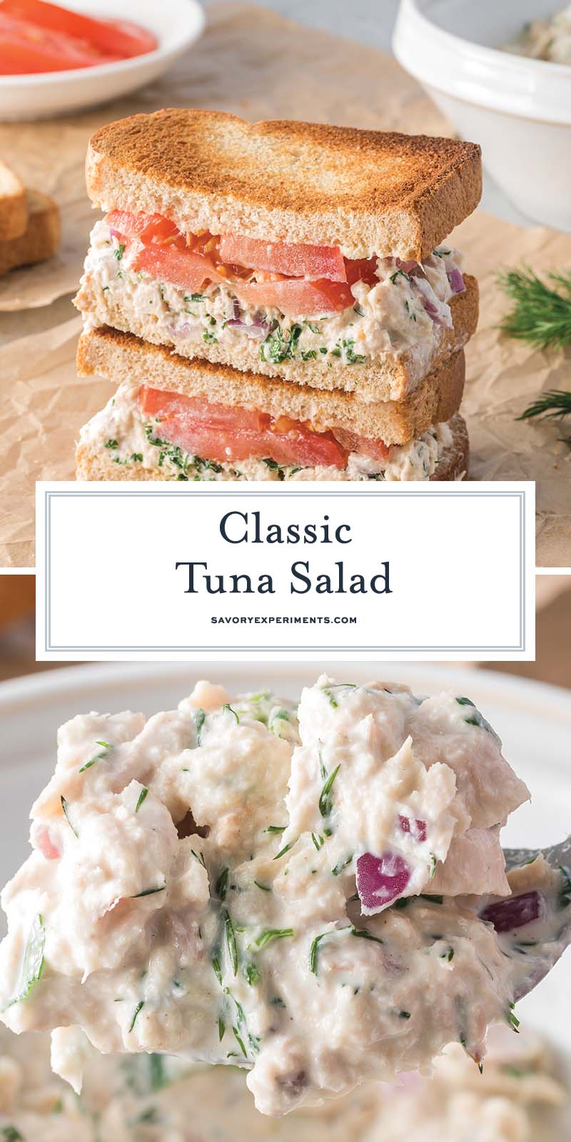 collage of tuna salad