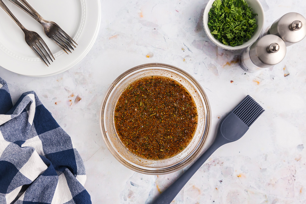 brown sugar honey mustard glaze in bowl