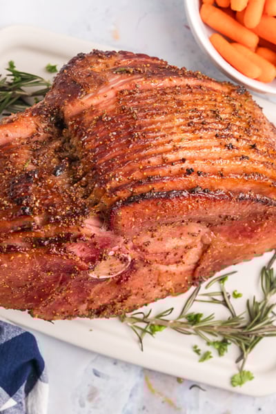 overhead shot of spiral ham