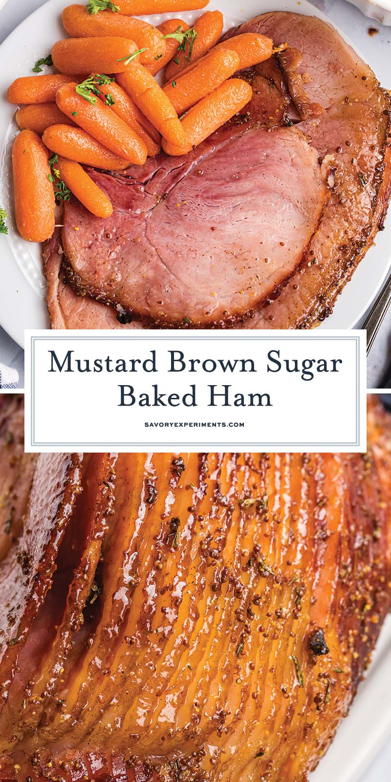 collage of mustard brown sugar ham