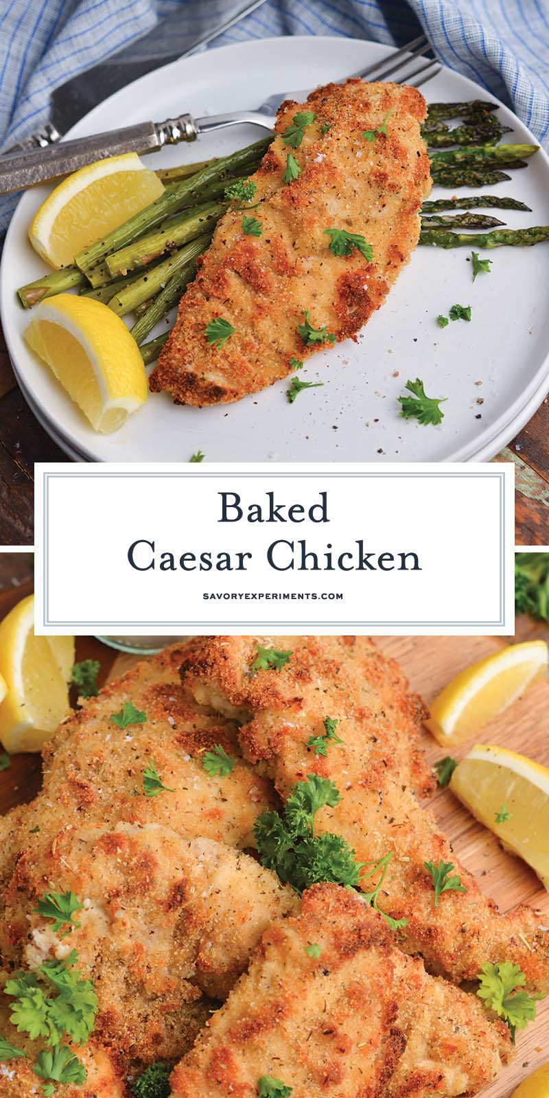 collage of baked caesar chicken