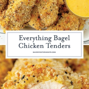 collage of everything seasoning chicken tenders
