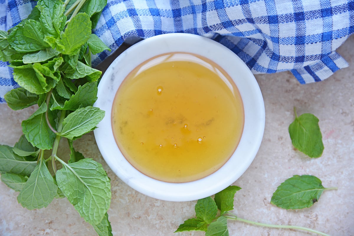 Agave nectar and mint fruit salad dressing