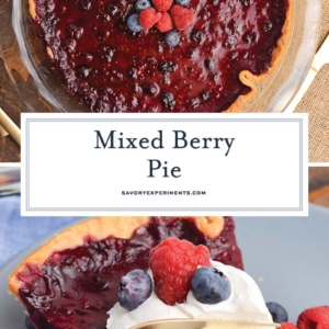 collage of mixed berry pie for pinterest