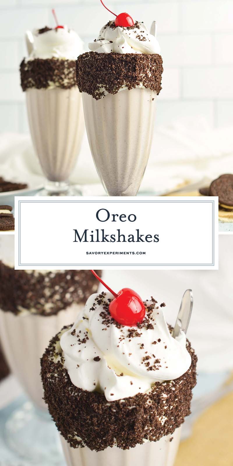 collage of oreo cookie milkshakes