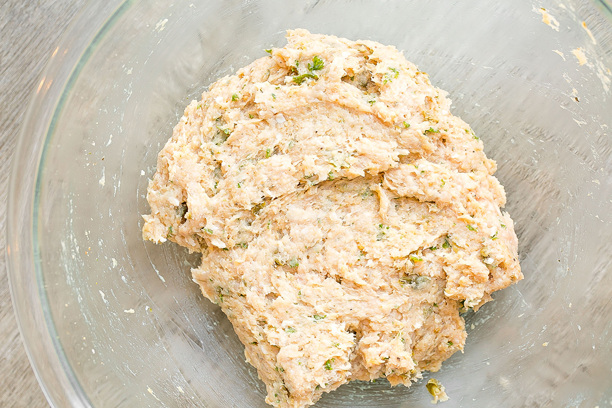 chicken meatball mixture in bowl