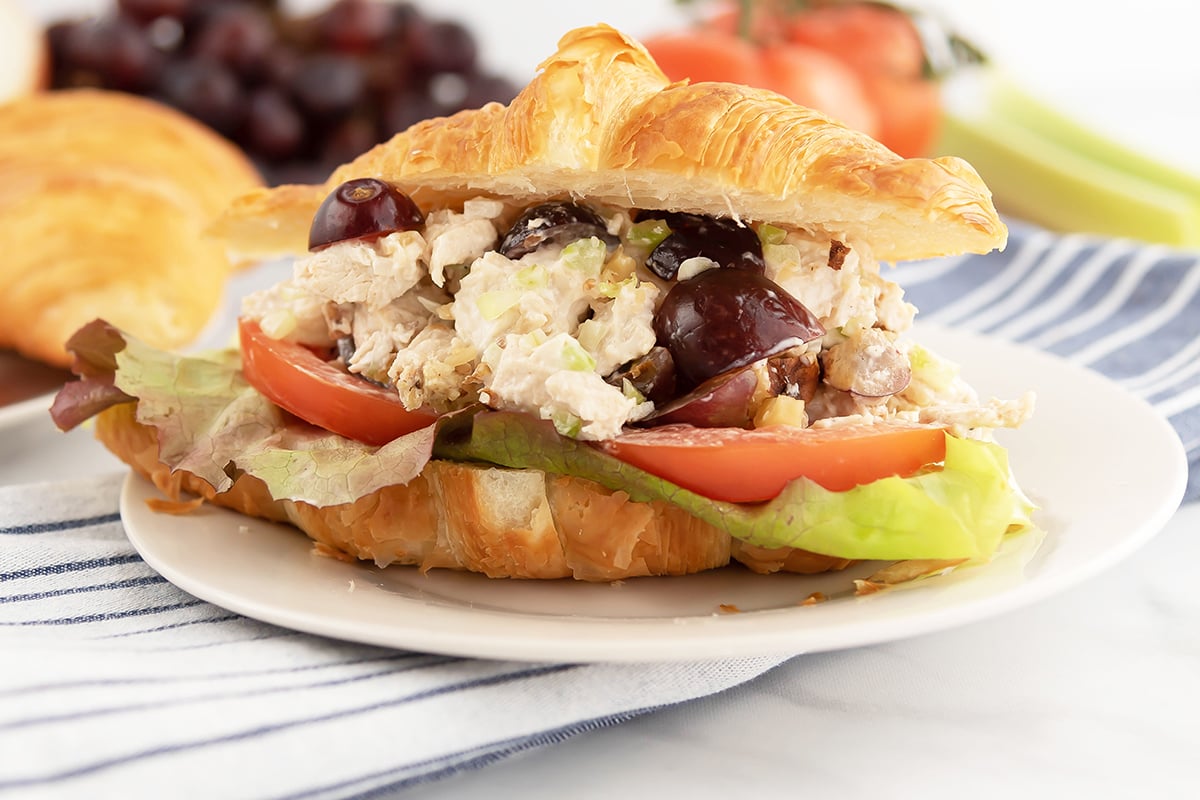 chicken salad sandwich on plate