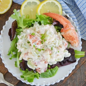 overhead shot of cold lobster salad