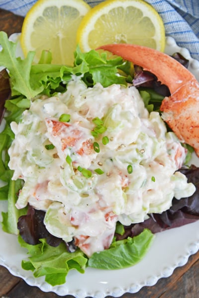 overhead shot of cold lobster salad