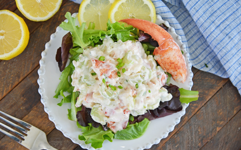 overhead shot of cold lobster salad