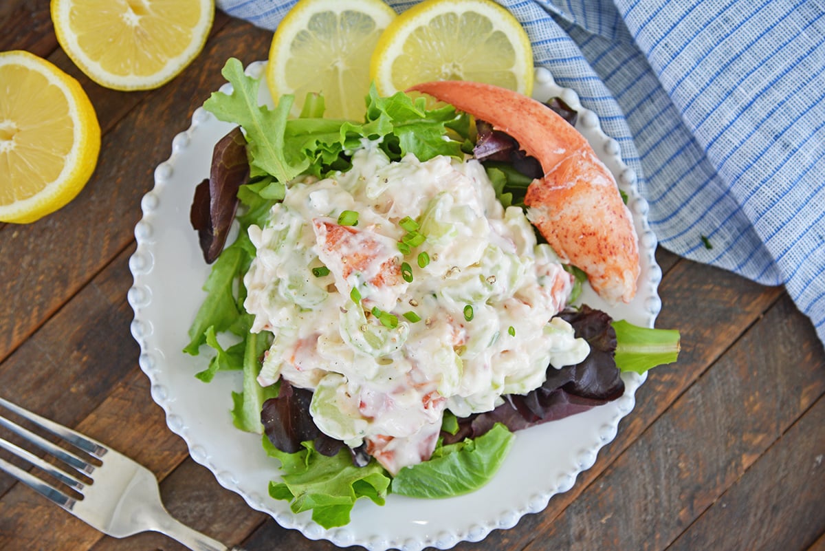 overhead shot of cold lobster salad