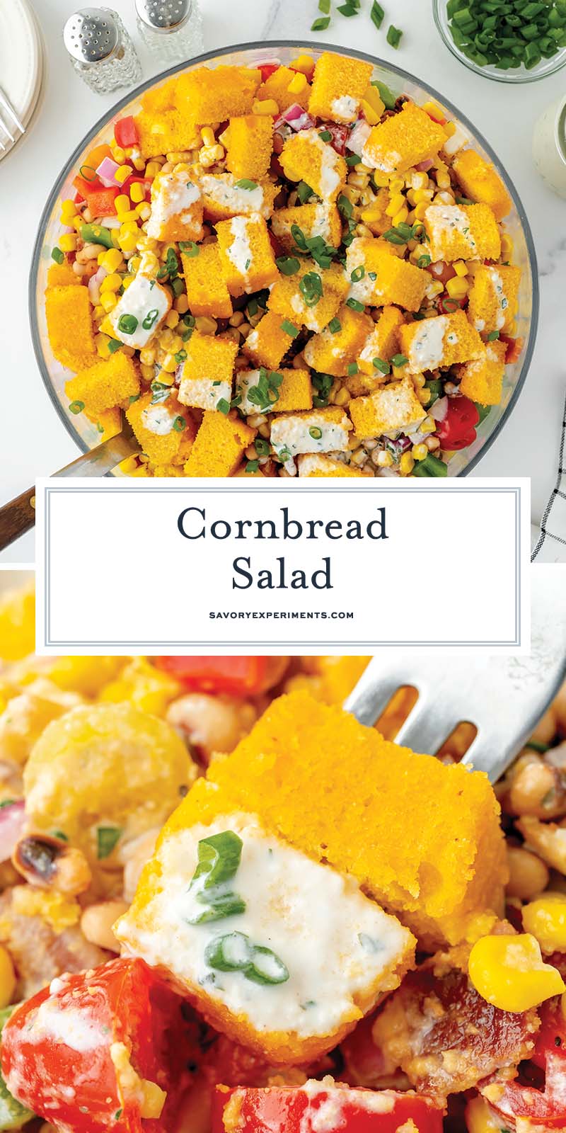 collage of cornbread salad