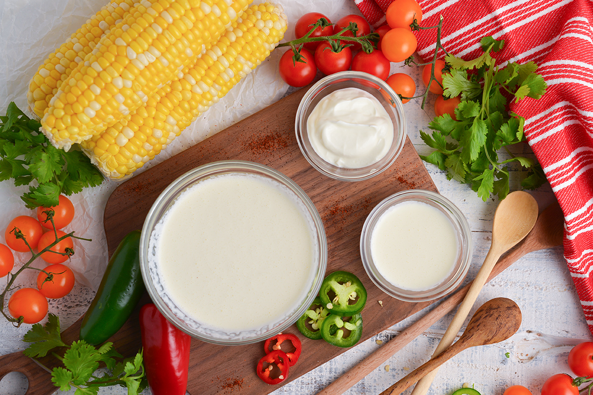 overhead shot of crema mexico ingredients