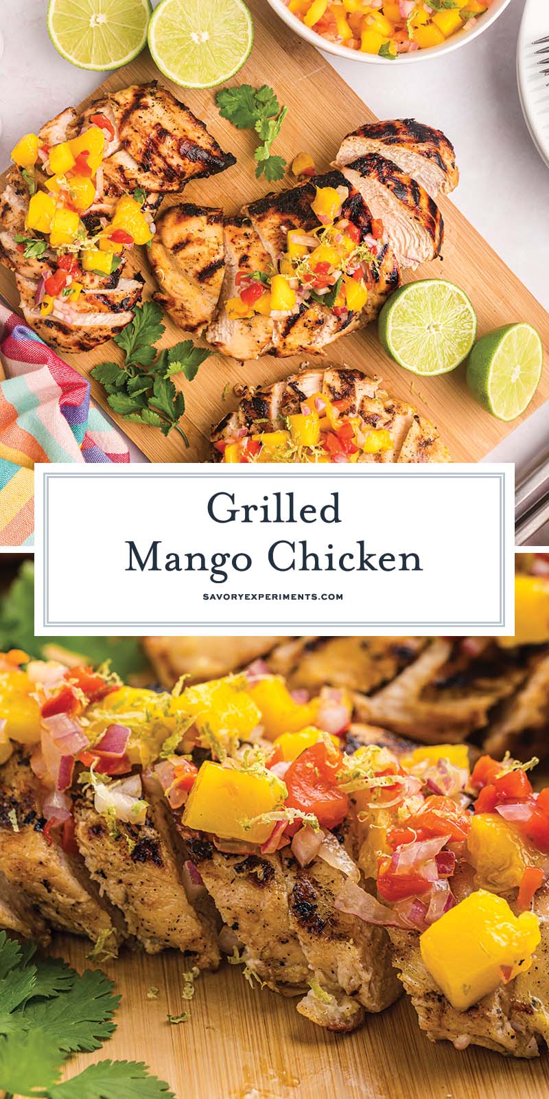 collage of grilled mango chicken