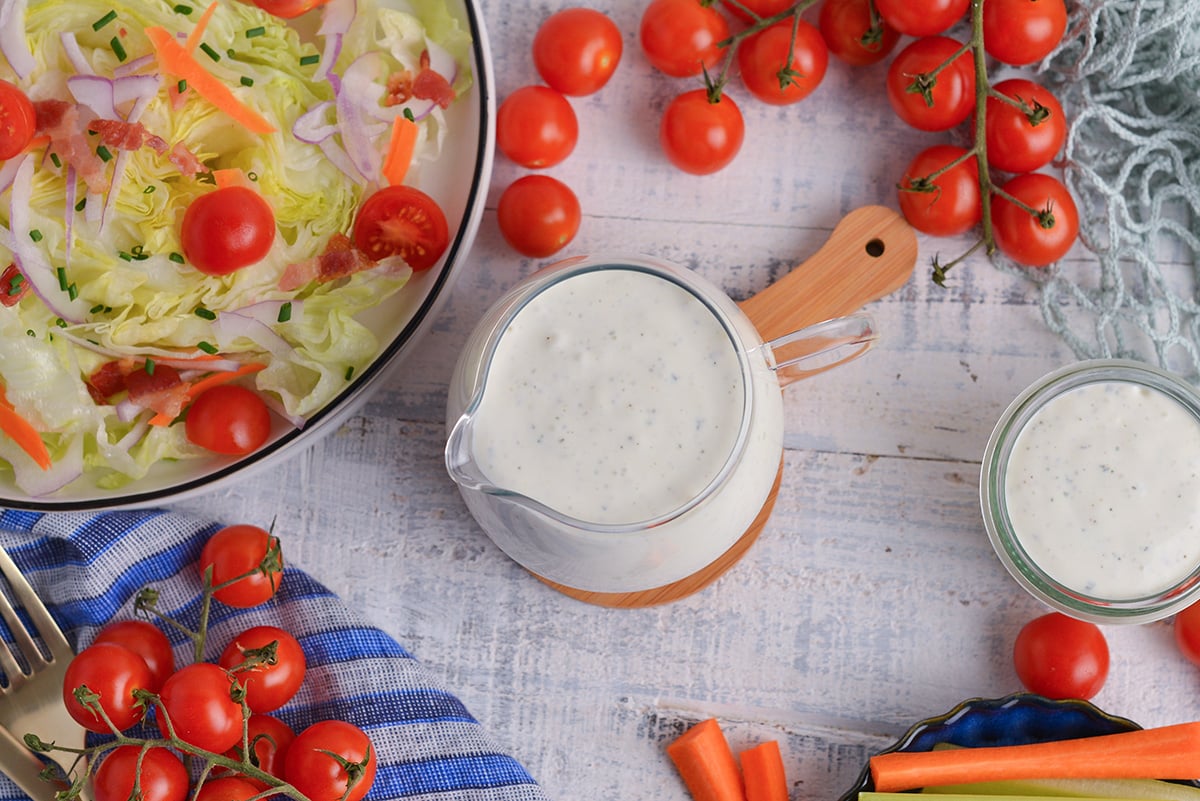 overhead shot of healthy ranch sauce