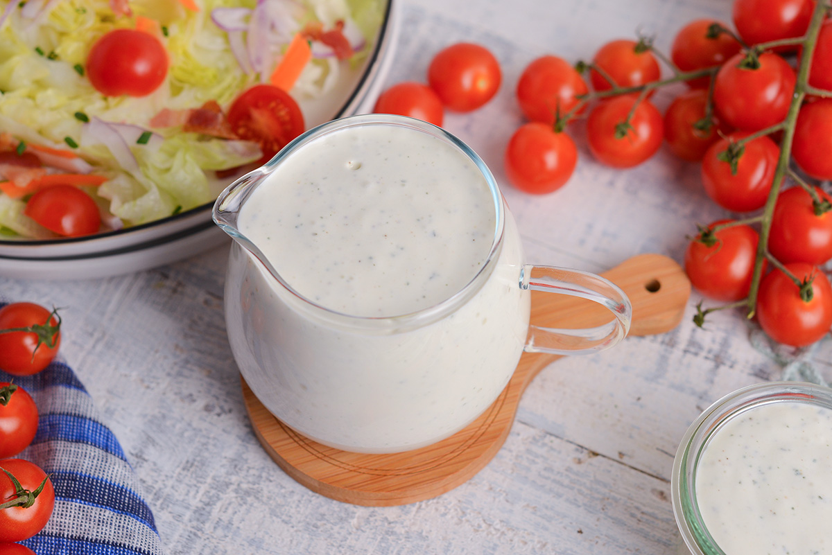 angled shot of light ranch dressing