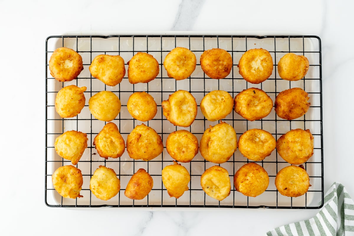 ricotta fritters on wire rack