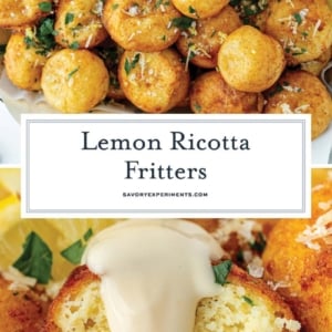 collage of lemon ricotta fritters