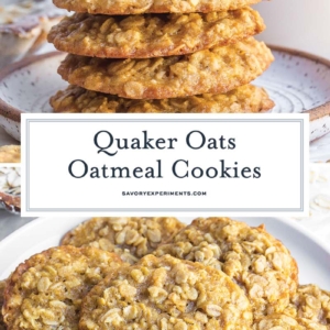 collage of quaker oat cookie recipe with text overlay