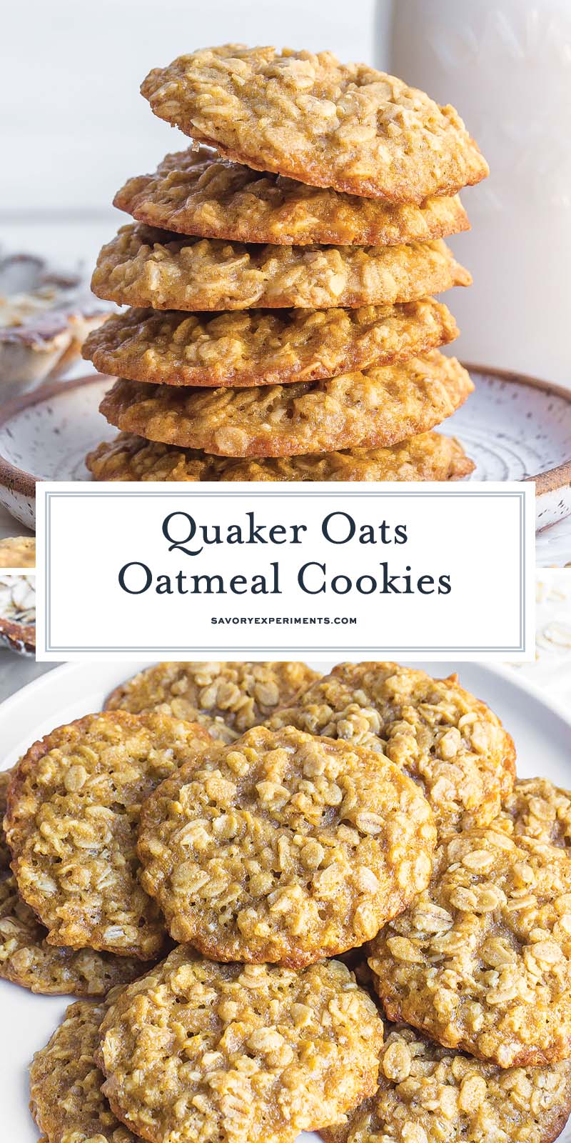 collage of quaker oat cookie recipe with text overlay