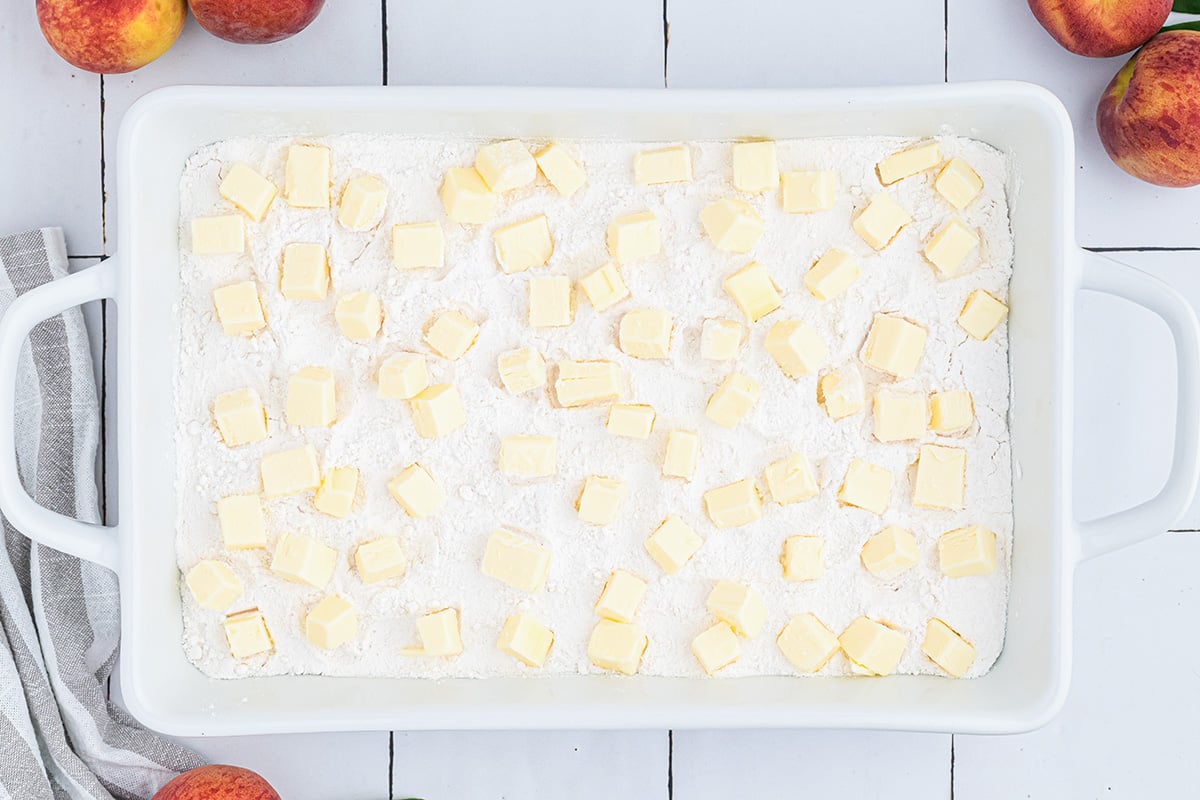 cubed butter dotting cake mix