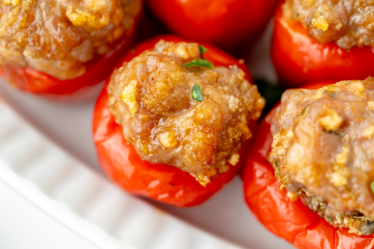 close up overhead shot of stuffed peppadews