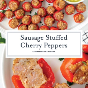 collage of stuffed cherry peppers