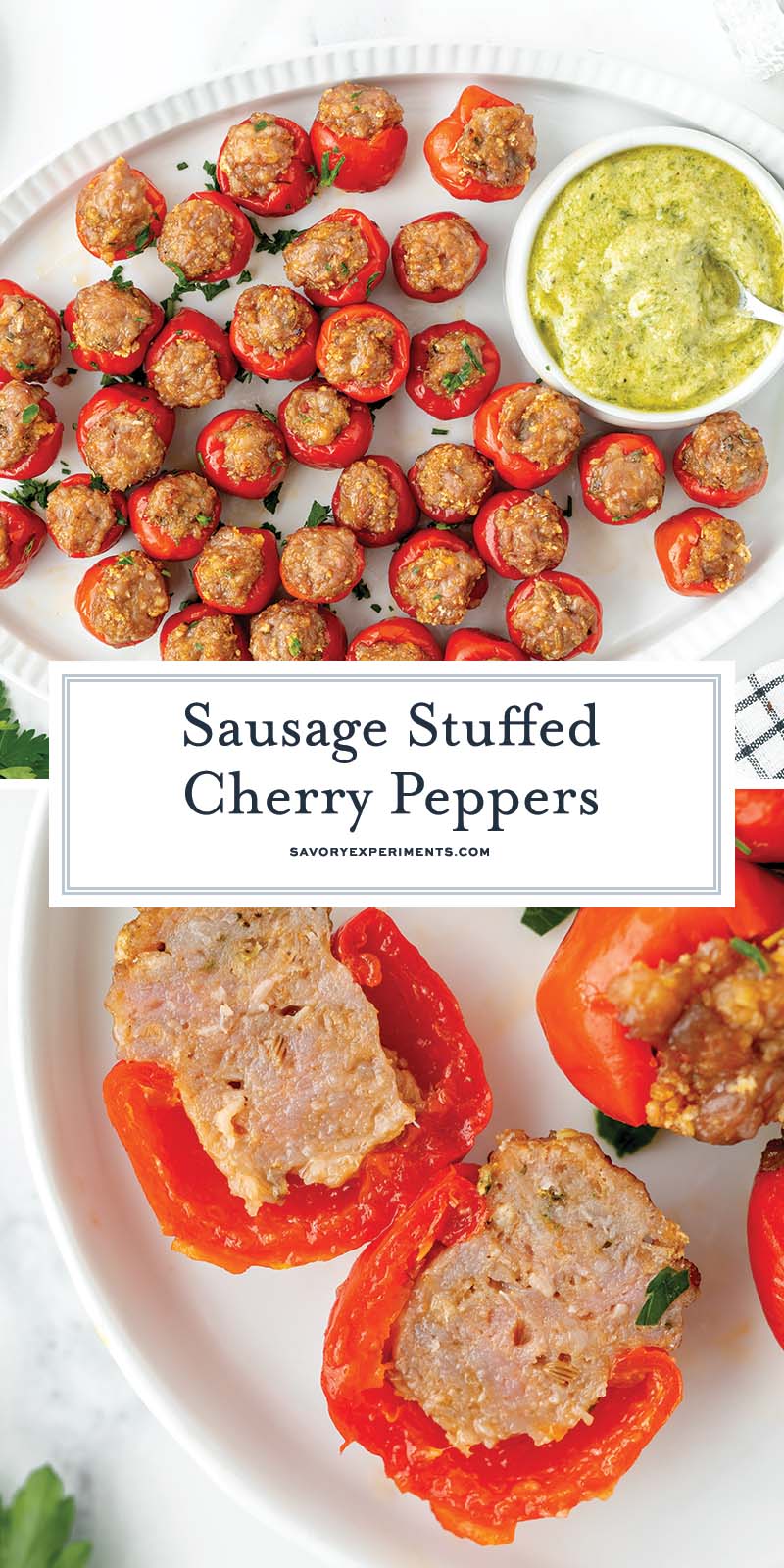 collage of stuffed cherry peppers