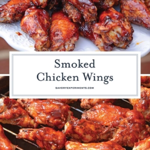 collage of smoked chicken wings with text overlay