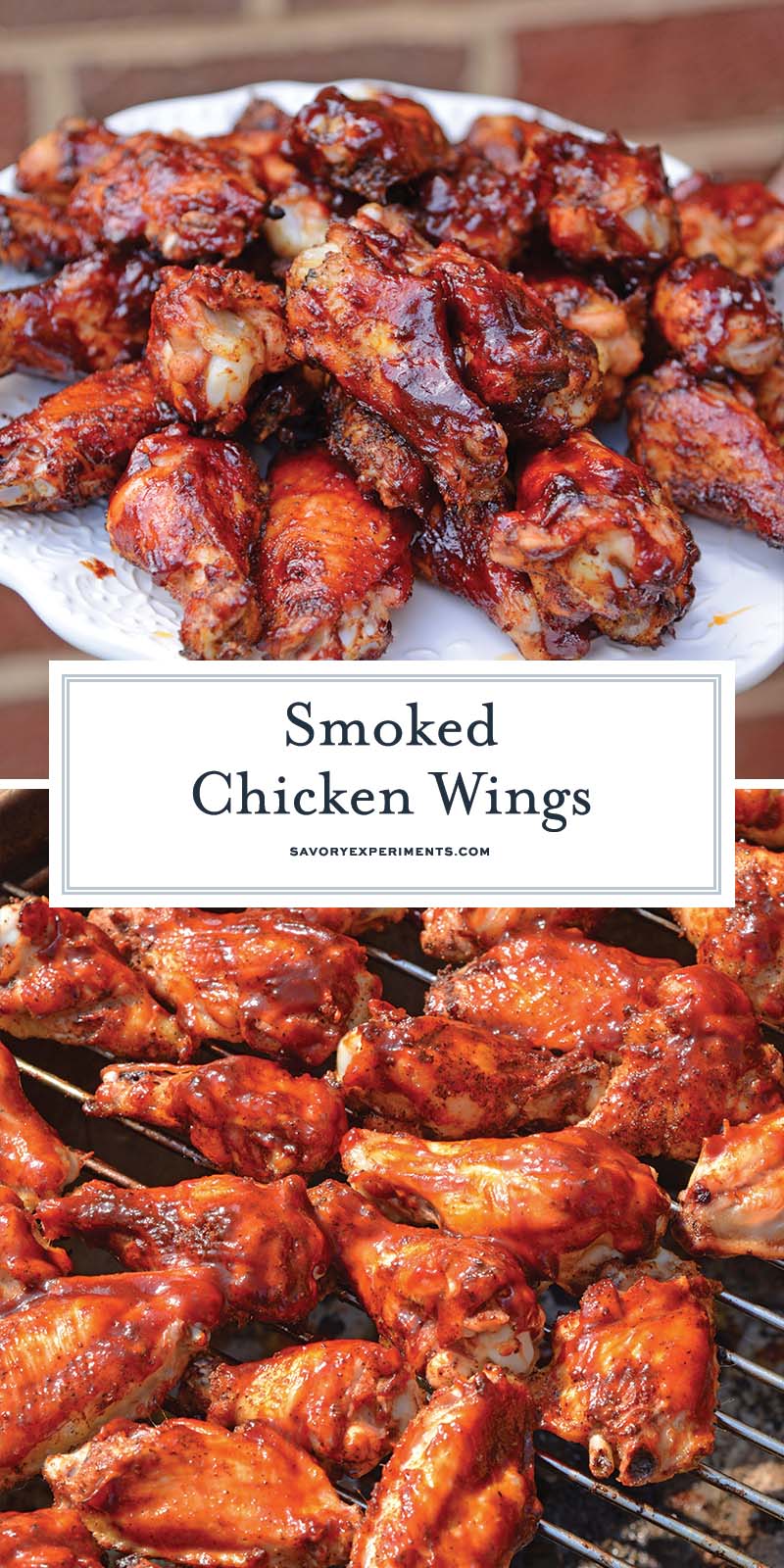 collage of smoked chicken wings with text overlay