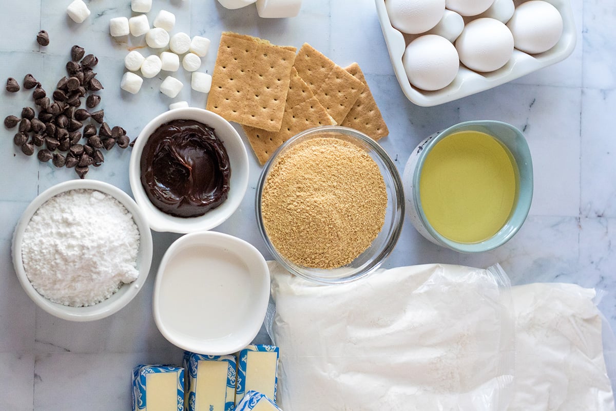 ingredients for smores cake