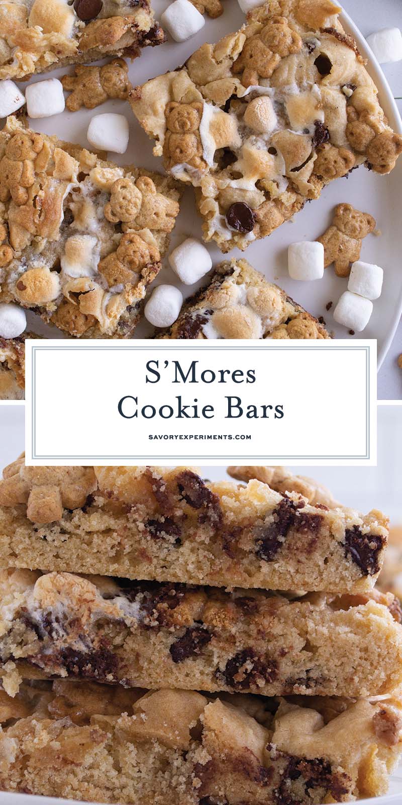 collage of smores bar recipe with text overlay for pinterest