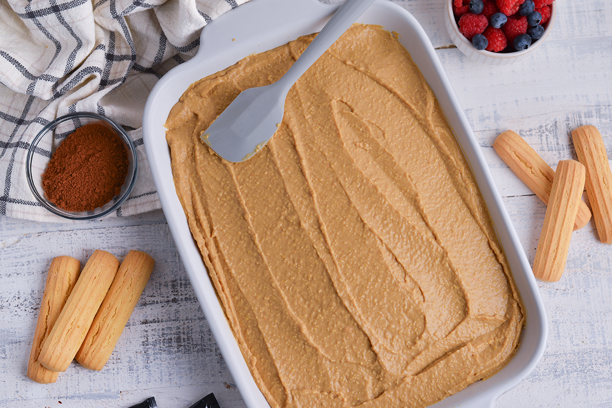 pudding layer spread onto cake