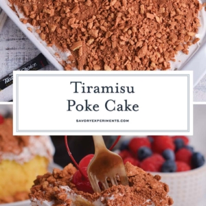 collage of tiramisu poke cake