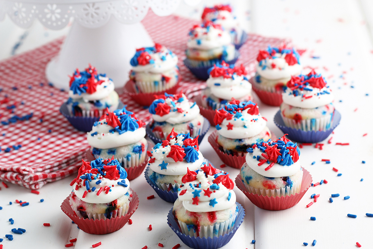 red, white and blue 4th of july fireworks