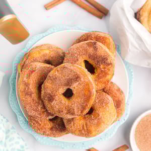 serving platter of cinnamon sugar biscuits in the air fryer