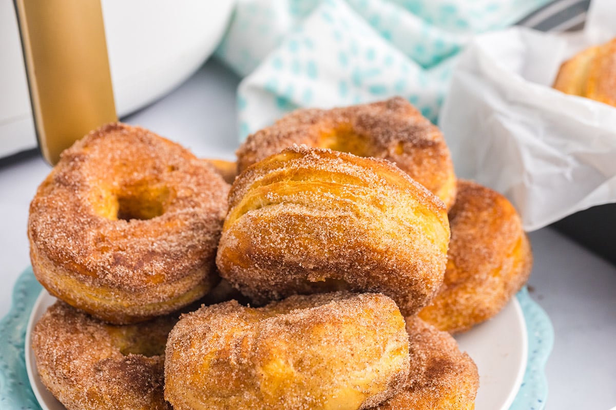 angle close up of air fried biscuits