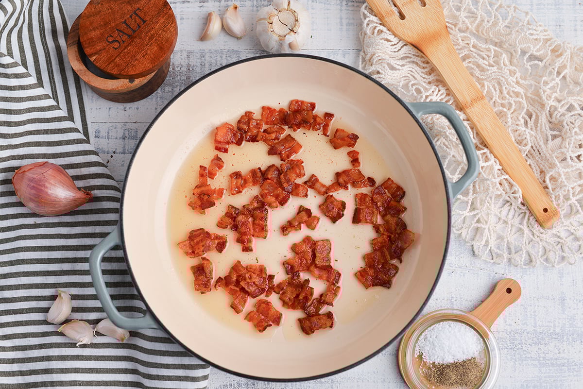 bacon cooking in pan
