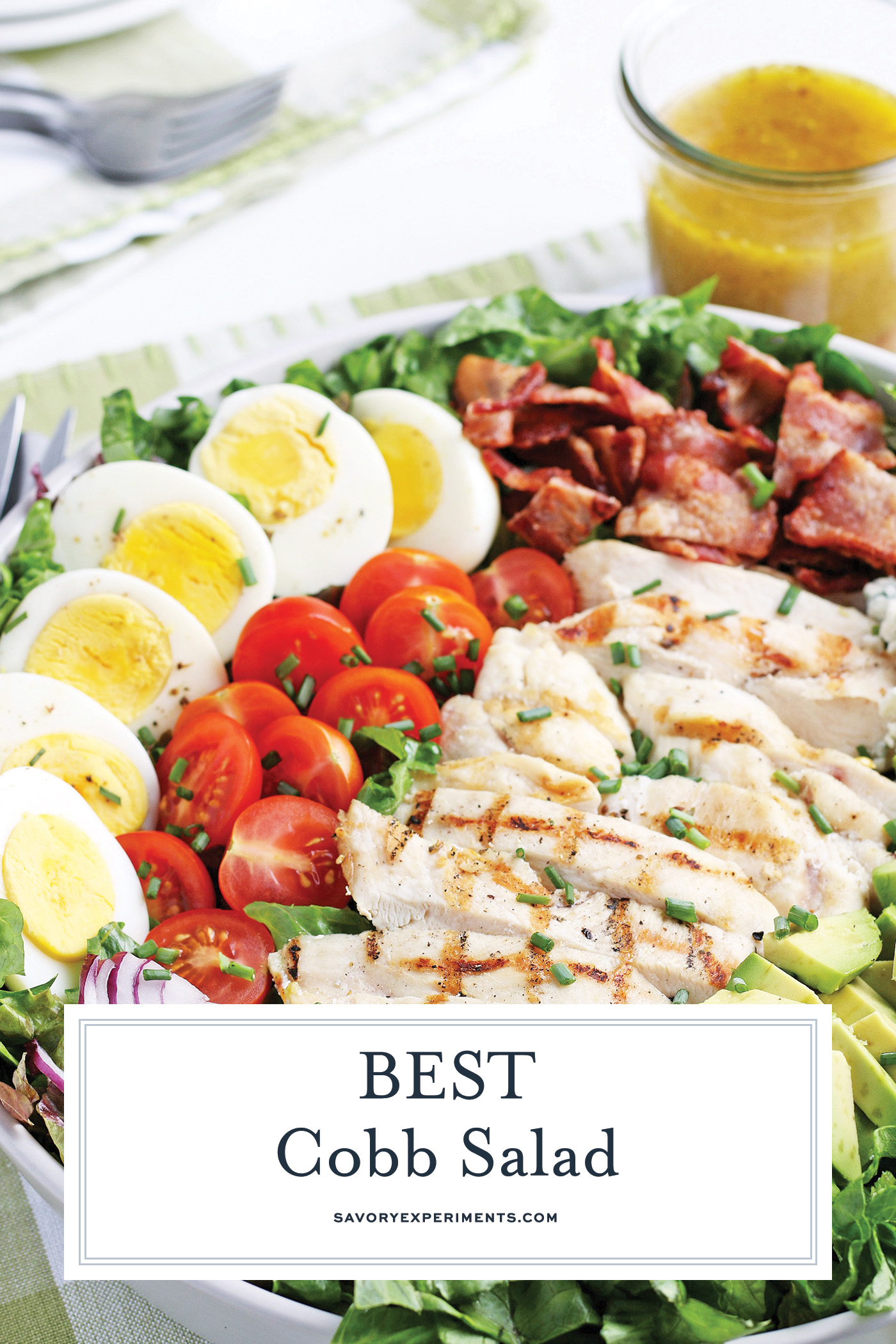 close up of cobb salad for pinterest