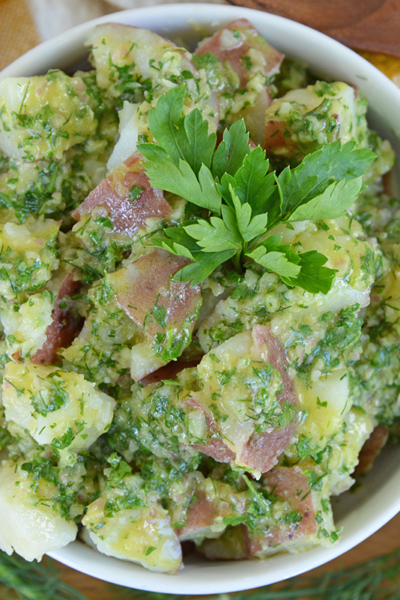 bowl of herbed potato salad